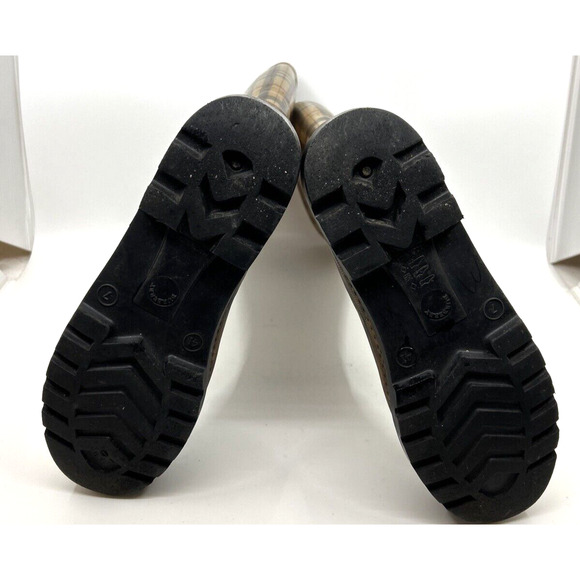 Burberry Rubber Rain Boots Women's Knee High Sz 7 Brown Novacheck Print Italy - Picture 8 of 9